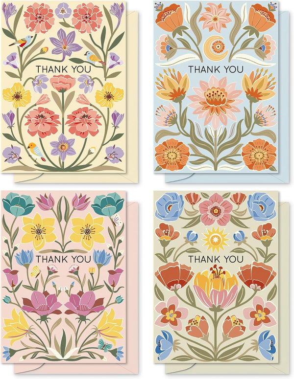 S&O Dust & Bloom Thank You Cards with Envelopes - Blank Greeting