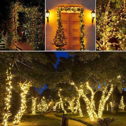 39FT 100LED 8 Joomer Solar Christmas String Lights, Waterproof Outdoor Lights with Modes Twinkle Fairy Light