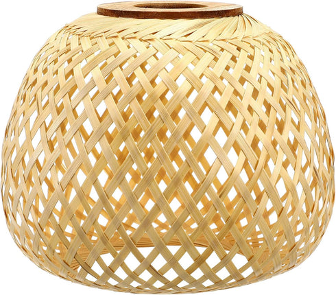 UPKOCH Woven Bamboo Lamp Shade 7.67 Inch Pendant Light Cover Rustic Rattan