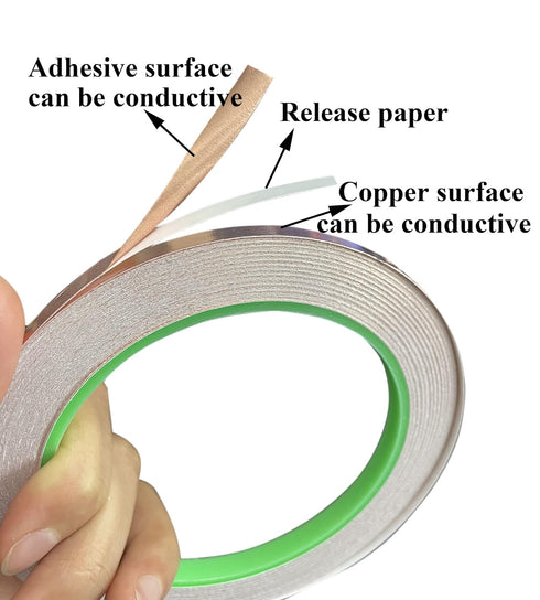 monochef 2pcs Copper Tape - Double-Sided Conductive Copper Foil Tape for EMI Shielding, Stained Glass, Electrical