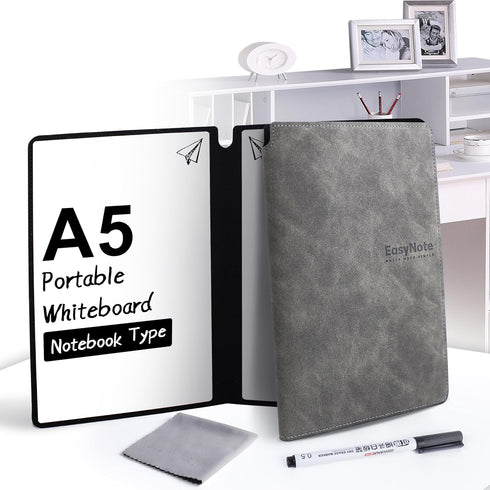 Whiteboard Notebook, Portable Dry Erase White Board Book, Reusable Double-Sided Meeting Notebook with Marker Pen
