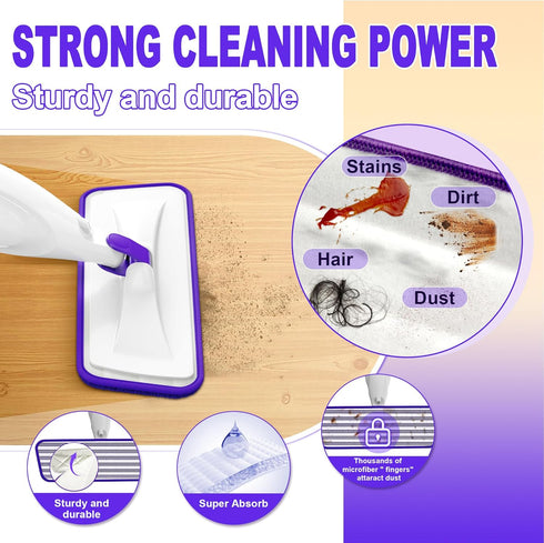 5 Spray Mops for Hardwood Floor Cleaning: EXEGO Wet Mops with Microfiber Refillable Pads for Swiffer Powermop - Floor