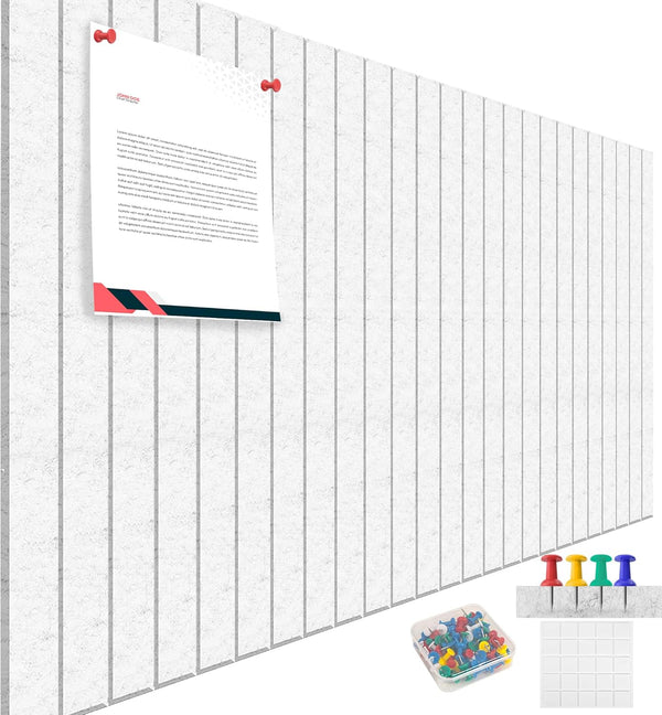 Large Cork Board 47"x47" - 16 Pack Felt Wall Tiles with 120 Push Pins, Safe Removable Adhesive Tabs for Office Decor