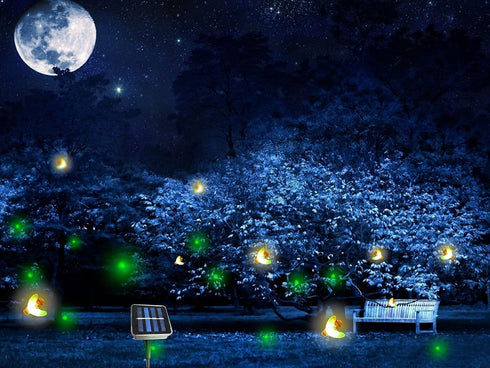 Wskvlcg 9 (2 Pack) Solar Powered Firefly Lights, LED Automated Pulsating String Chasing Firefly Lights Lantern Solar