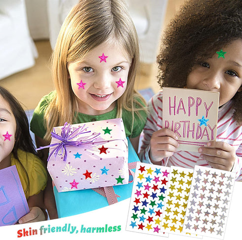 JANYUN 2240Pcs Self-Adhesive Holographic Metallic Glitter Foil Star Stickers for DIY Crafts Scrapbooking Office
