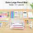 Generic Clear Plastic Pencil Box - Extra Large Stackable with Secure Lid, Hard Storage Organizer Box for Crayons