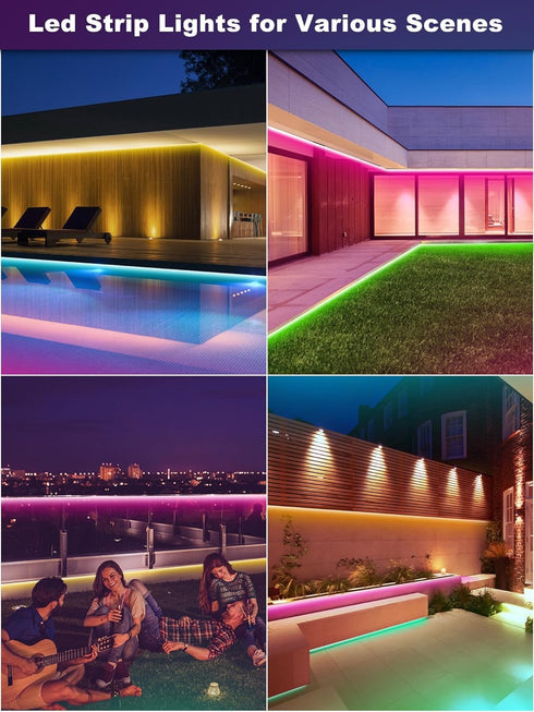 Ledagic 98ft (1 Ip65 Outdoor Led Strip Lights Waterproof Roll), Outside Led Light Strip Waterproof with Remote and App