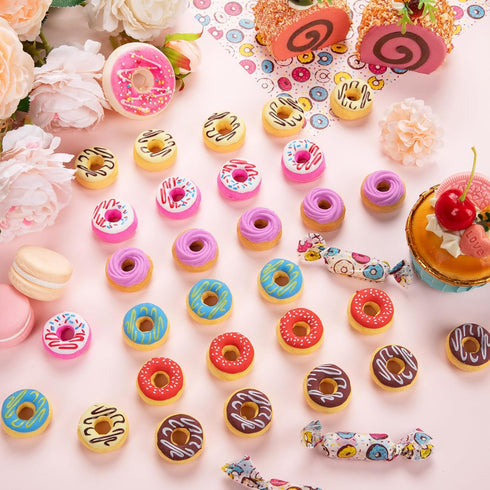 Donut Erasers, 100 Pieces 3D Cute Food Mini Erasers, Novelty Pencil Erasers for Candy Party Favor Gift Filling and Art