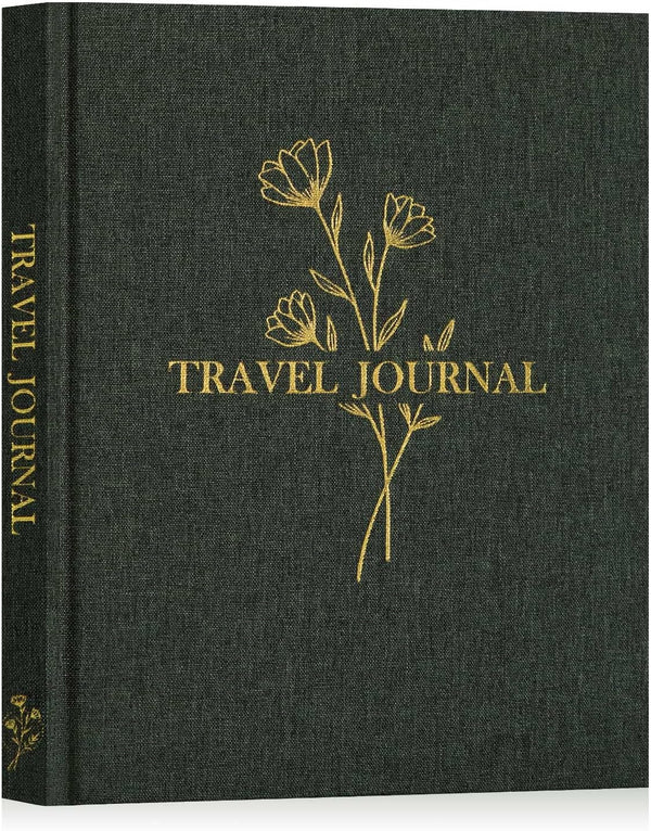 Lanpn Travel Photo Journal Notebook for Men Women, Linen Travel Log Diary, 110 Pages, Green