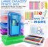 Double Layer Large Capacity Pencil Box, Plastic Translucent Hard Pencil Case for School Supplies