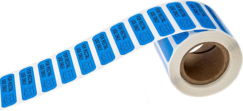 Blue Stickers for Rectal Use Only - 500 Small Permanent Adhesive Labels, 0.375" x 1.5"