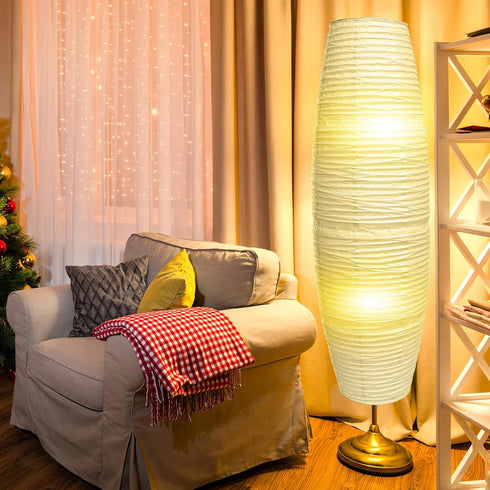 (43.312.67.8inch) Toyvian Paper Floor Lamp Shade Replacement, Modern Tall White Foldable Rice Paper Cover Nordic Style