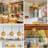 TWINKVILLA 2Pack Battery Operated Chandelier, Hanging Gazebo Lights, Cactus Shape Boho Rattan Pendant Lights Outdoor