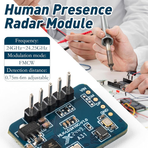 Qoroos 3 LD2410C HLK-LD2410 LD2410 24GHz PCS Sensor Module Human Presence Radar Millimeter Wave Radar Sensor Module Non