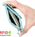 ELV Badge Holder with Zipper, PU Leather ID Card Holder Wallet, 5 Card Slots, RFID Blocking Pocket, Mint