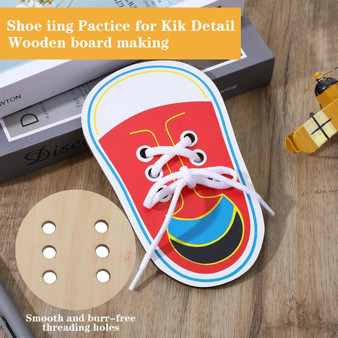 Nogeqi Shoe Tie Practice for Kids, Wooden Tying Shoes Practice for Kids, How to Tie Your Shoes Learn to Threading