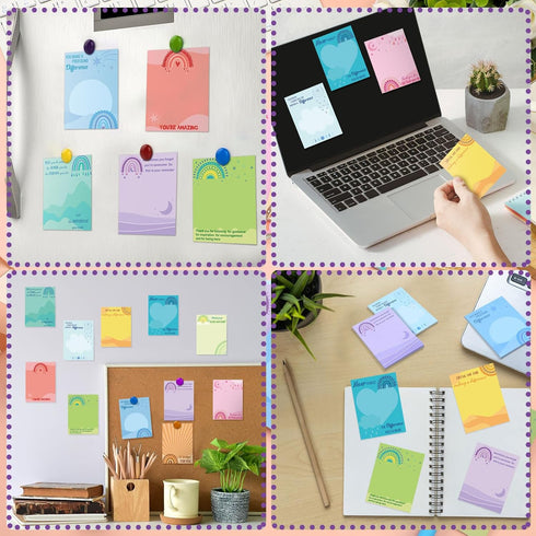Teling 24 Pcs Inspirational Sticky Notes 3 x 4 Inch Rainbow Appreciation Spanish Sticky Notes for Nurse Teacher Gifts