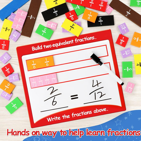 Set Torlam Magnetic Fraction Tiles & Fraction Circles Activity - Math Manipulatives for Elementary School - Fraction