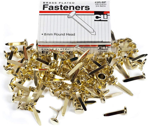 Charles Leonard Fasteners, Round Head, Brass Plated, 3/4 Inch Shank, 8 MM Head, 100-Pack (3R-BP) by Charles Leonard