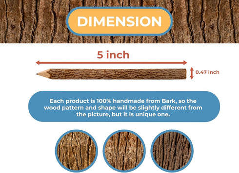 BSIRI Rustic Twig Wooden Graphite Pencils, 12-Pack, Birch Tree, Camping Decorations, Novelty Gifts for Kids