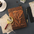 Vintage Elephant Embossed Leather Notebook with Ballpoint Pen, A5 Hardcover Notebook for Business Notepad, Red Copper