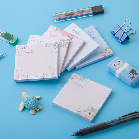Mr. Pen Sticky Notes, 3”x3”, 12 Pads, Floral Sticky Notes, Colorful Sticky Notes, Bulk Sticky Notes