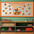 Thanksgiving Turkey Bulletin Board Set, Fall Classroom Decoration with Autumn Maple Leaves Cutouts