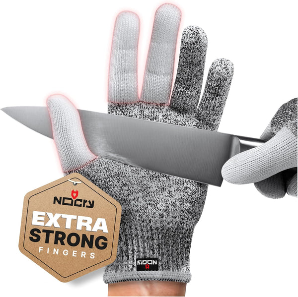 NoCry Cut Resistant Work Gloves - Level 5 Protection for Women and Men, Comfortable 100% Food Grade Grey
