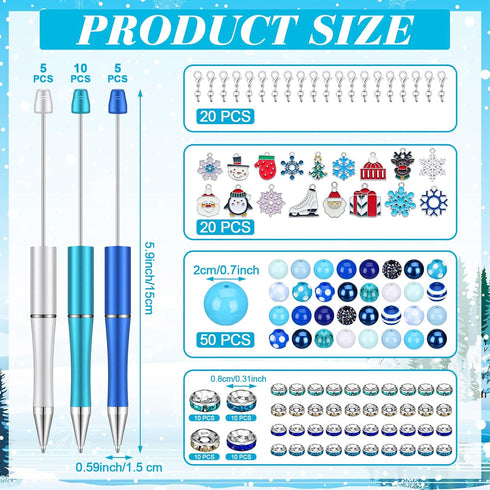 Gueevin 150 Pcs Christmas Beadable Pen for Kids Christmas Classroom Gifts Making Kit Beaded Ballpoint Pen Diamond Spacer Assorted Charms Lobster Clasps Pen for DIY Supplies Kids Birthday(Chic Style) by Gueevin