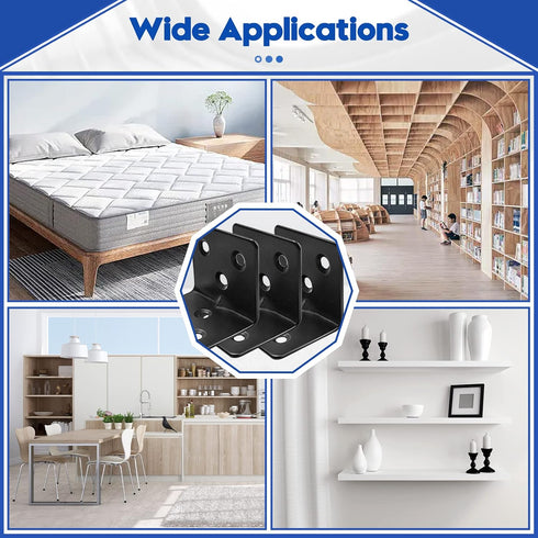 30PCS 180PCS Black L Brackets for Shelves with Screws, Goihgioh Stainless Steel Corner Braces for Wood Metal Small L