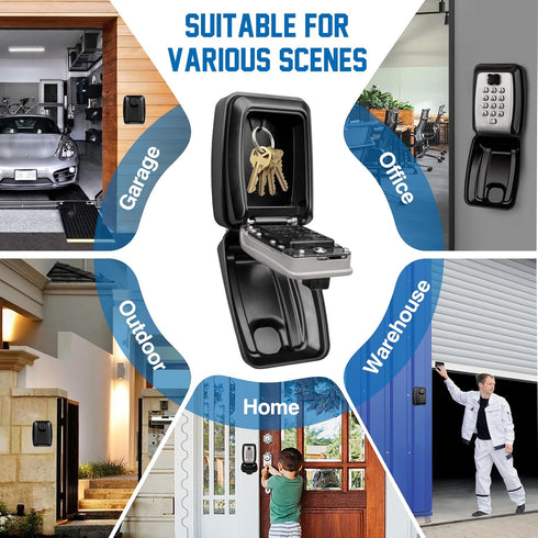Key Safe Outdoor Waterproof Lockbox, 12 Digit Combination, Extra Large Key Storage Box with Weatherproof Cover, Police
