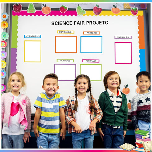 Aurtho 99 60 24 8 7 Pcs Science Fair Board Supplies Trim Scalloped Bulletin Board Borders Presentation Subtitles