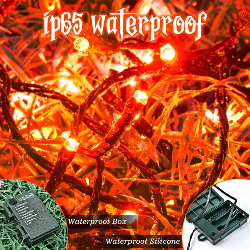 FFZZKJ 100LED 33Ft 8 16.4Ft*2, 50LED*2 2-Pack Orange Lights for Halloween Lights String Outdoor Total Modes with Timer