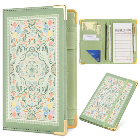 Server Book, PU Leather Server Books for Waitress with Zipper Pockets, Waitress
