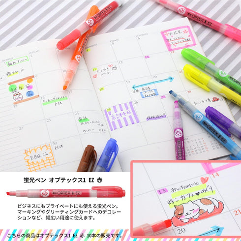 Zebra B-WKS11-R Optex 1 EZ Highlighter, Red, 10 Pieces
