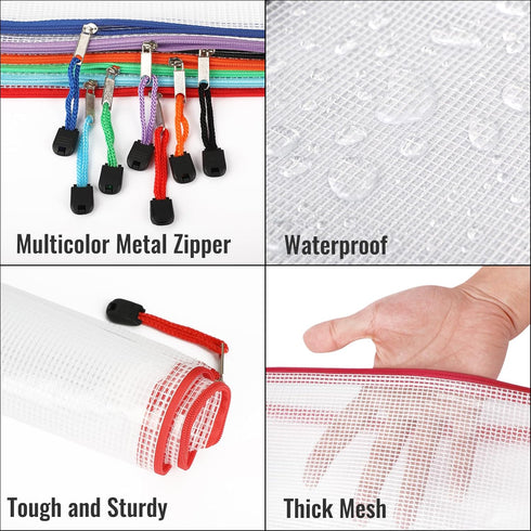EOOUT 32pcs Mesh Zipper Pouch Bags, Letter Size A4 Organizing Bags with Zipper for Office Supplies and Puzzles