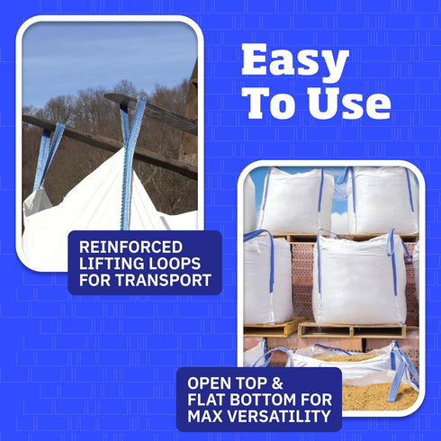 DURASACK Heavy Duty 100-Gallon Builder's Bulk Bags, White Woven Polypropylene Contractor Trash Bags for Demo