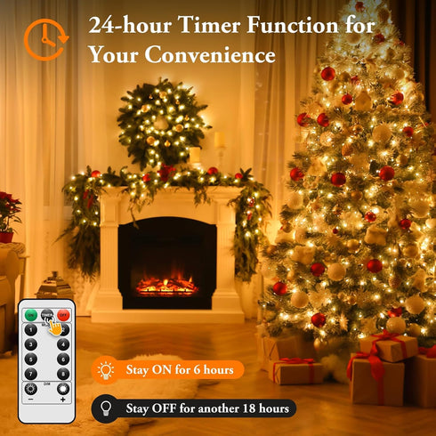 4-Pack 132FT 400LED 8 White(33ftx4) Fairy Lights Battery Operated with Timer&Remote, Waterproof Twinkle Lights Indoor