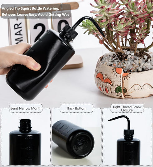 Melphoe Tattoo Wash Bottle Squeeze, 2Pcs 500ml Plastic Squeeze Medical Lab Washing Bottle, Black