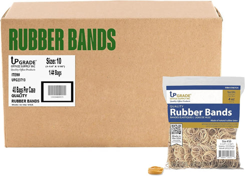 Upgrade Office Supply UPG23710 Rubber Bands, Size #10 (1-1/4 x 1/16"), 1/4 lb. Bag, Approx. 925 Bands, Made in USA