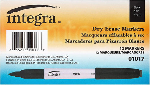 Integra Dry Erase Marker, Bullet Tip, Black (ITA01017)