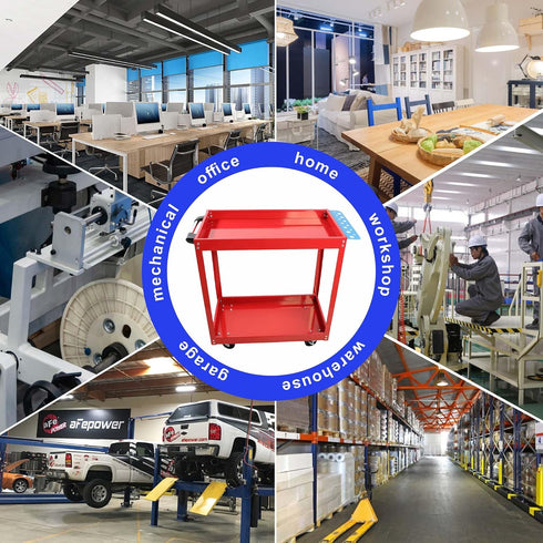 Majnesvon 2 450 LBS 1) Tier Metal Utility Cart on Wheels, Rolling Tool Carts with Lockable Wheels & Ergonomic Handle