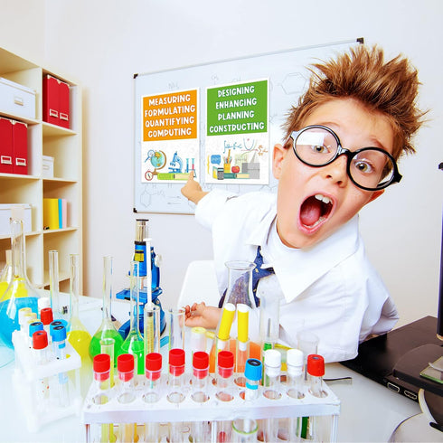 Zonon 40 Pcs Stem Science Bulletin Board Set - Scientist Posters and Gear Shaped Cutouts