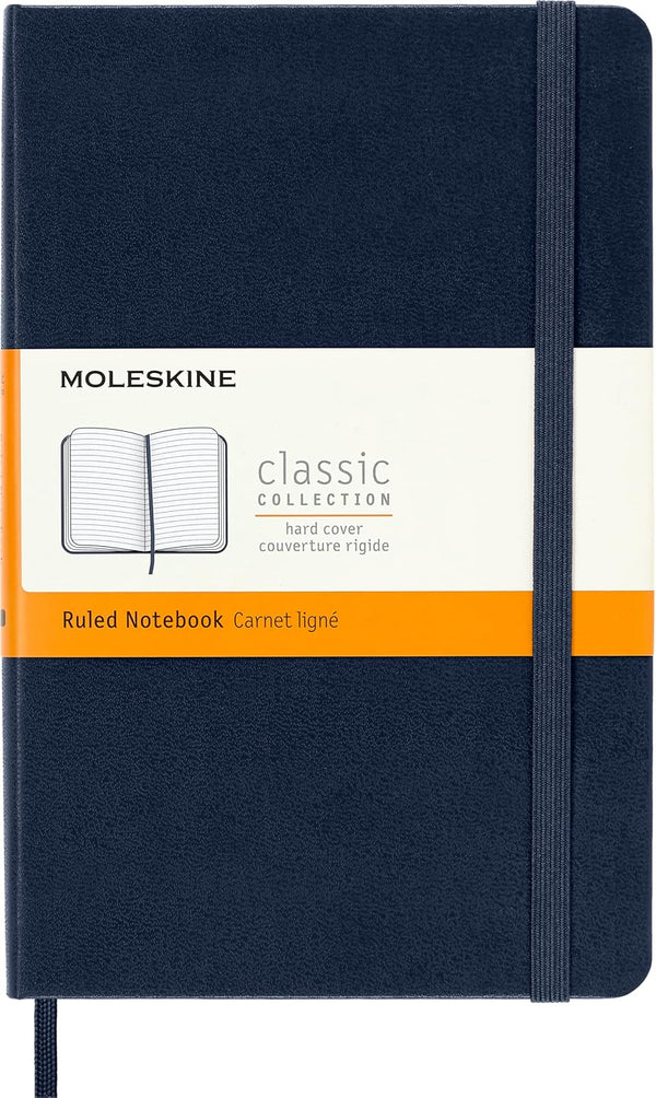 Moleskine Classic Notebook, Hard Cover, Medium (4.5" x 7") Ruled/Lined, 208 Pages, Sapphire Blue