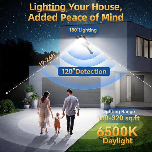 11-Inch Garden(2 Pack) Solar Street Light Outdoor, Solar Powered Street Light with Motion Sensor & Remote Control, Dusk
