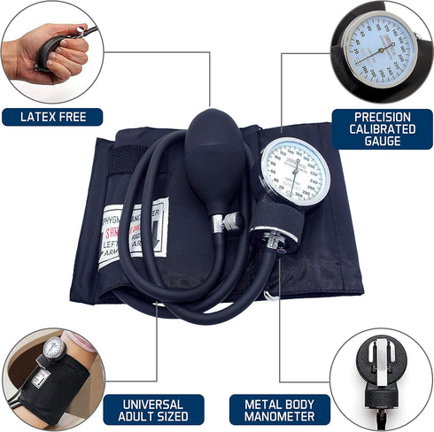 Santamedical Adult Deluxe Aneroid Sphygmomanometer - Professional Blood Pressure Monitor with Carrying Case, Adult