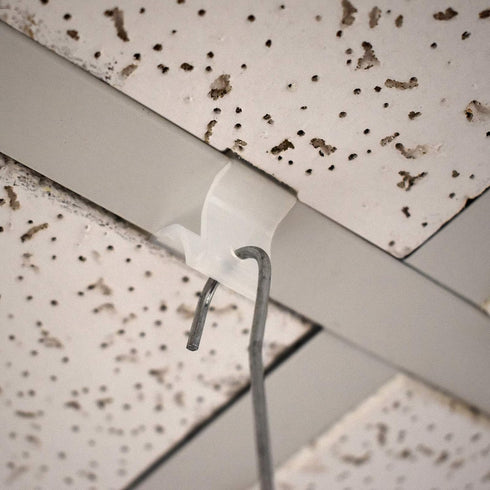 Plastic Drop Ceiling Grid Clips with 3/16" Diameter Hole, Snap On Ceiling Sign Hangers, 30 Pack