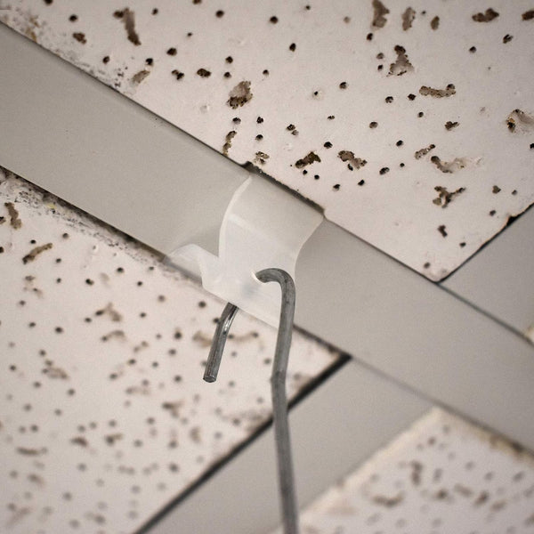 Plastic Drop Ceiling Grid Clips with 3/16" Diameter Hole, Snap On Ceiling Sign Hangers, 30 Pack