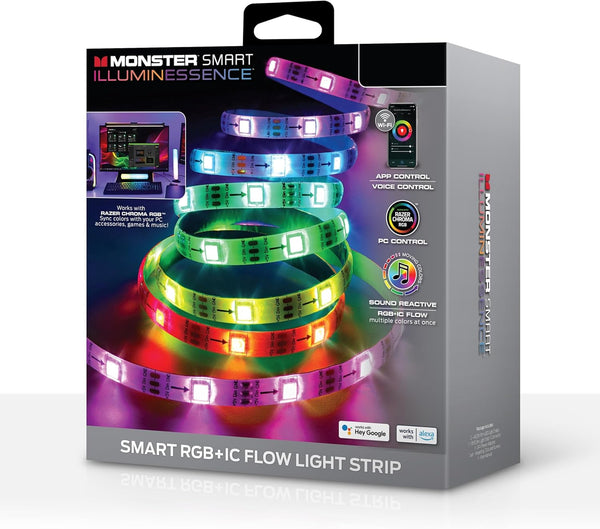 Monster Smart 25 Foot RGB+IC LED Strip Lights, Sound Reactive Strip Lights