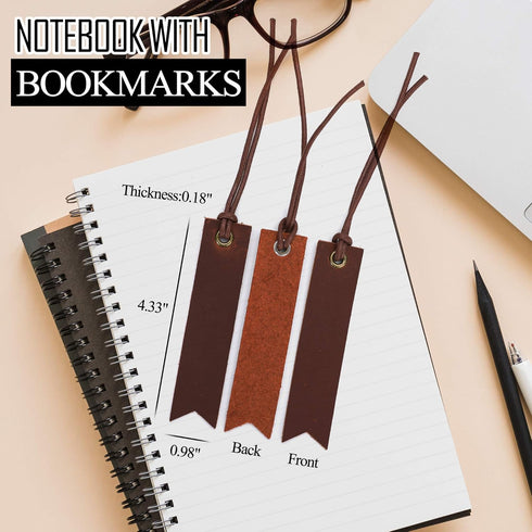 Genuine Leather Bookmarks with Tassel, Handmade Page Markers for Reading, Perfect Gift for Readers (5 Pack Umber)